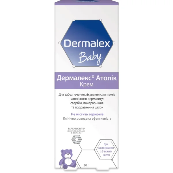 Крем Dermalex Atopic (Дермалекс Атопік) Екзема для лікування симптомів атопічного дерматиту - свербіння, почервоніння та подразнення шкіри, 30 г