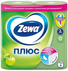 Туалетний папір Зева Плюс яблуко зелений двошаровий №4