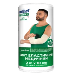 Бинт медицинский Медтекстиль (Medtextile) эластичный средней растяжимости, 2 м x 10 см