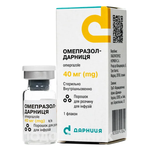Омепразол-Дарниця порошок для розчину для інфузій по 40 мг, 1 шт.