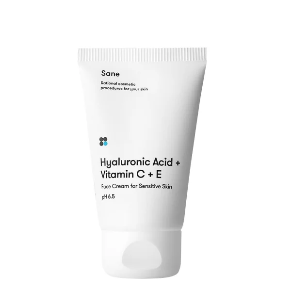Крем для лица Sane (Сейн) для чувствительной кожи с гиалуроновой кислотой, витамином С и витамином Е, 40 мл