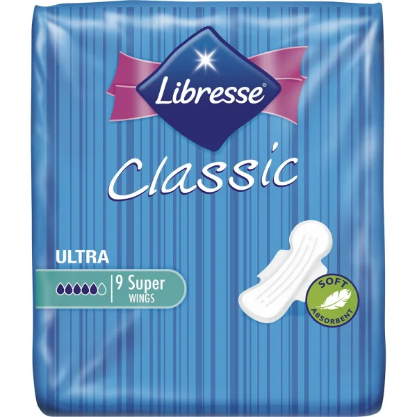 Прокладки Libresse Classic Ultra Clip Super Soft (Либресс Классик Ультра Супер Софт), 9 шт.