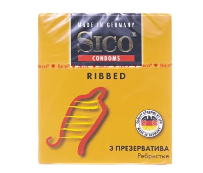 Презервативи латексні Sico Ribbed ребристі, 3 шт.