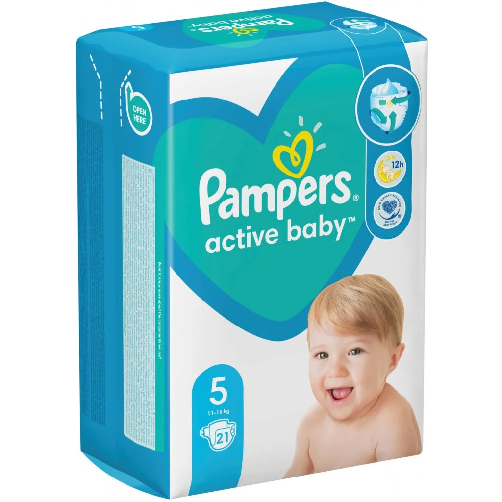 Підгузники Дитячі Памперс Актив Бебі Джуніор (Pampers Active Baby Junior) (11-16кг), 21 шт.