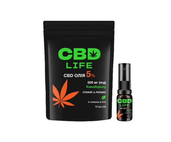 Канабидиол CBD life масло 5% спрей со вкусом мяты, 10 мл