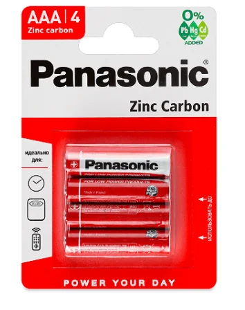 Батарейки Панасонік (Panasonic) R03 Цинк Карбон, 4 шт.