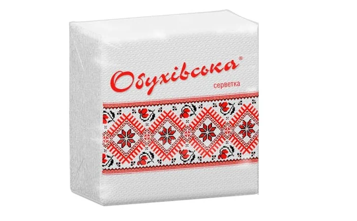 Серветки паперові Обухів 1-шарові, 230*240, білі, 80 шт.