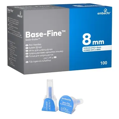 Голка для шприц-ручки Embecta (Eмбекта) Base-Fine 31G 0,25 х 8 мм, 1 шт.