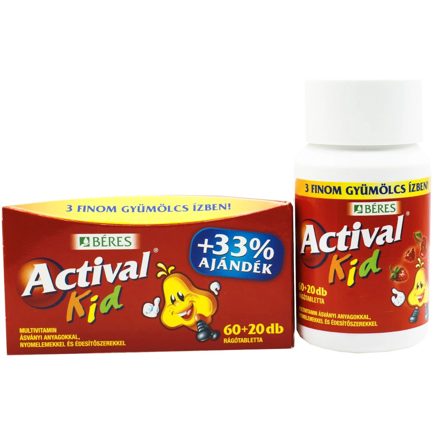 Активал Кід (Actival Kid) таблетки жувальні з трьома смаками, 60 + 20 шт.
