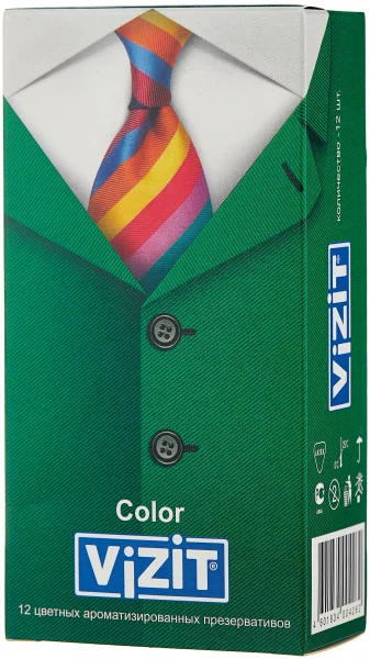 Презервативы Визит цветной (Vizit Color) ароматизированный, 12 шт.