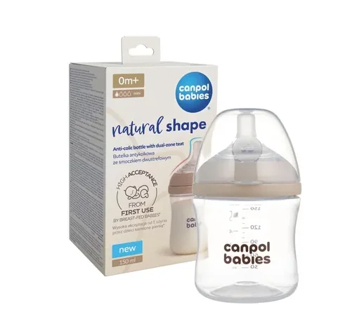 Пляшечка Canpol (Канпол) Babies Natural Shape Dual-zone антиколікова двозонна соска 35/400, 150 мл