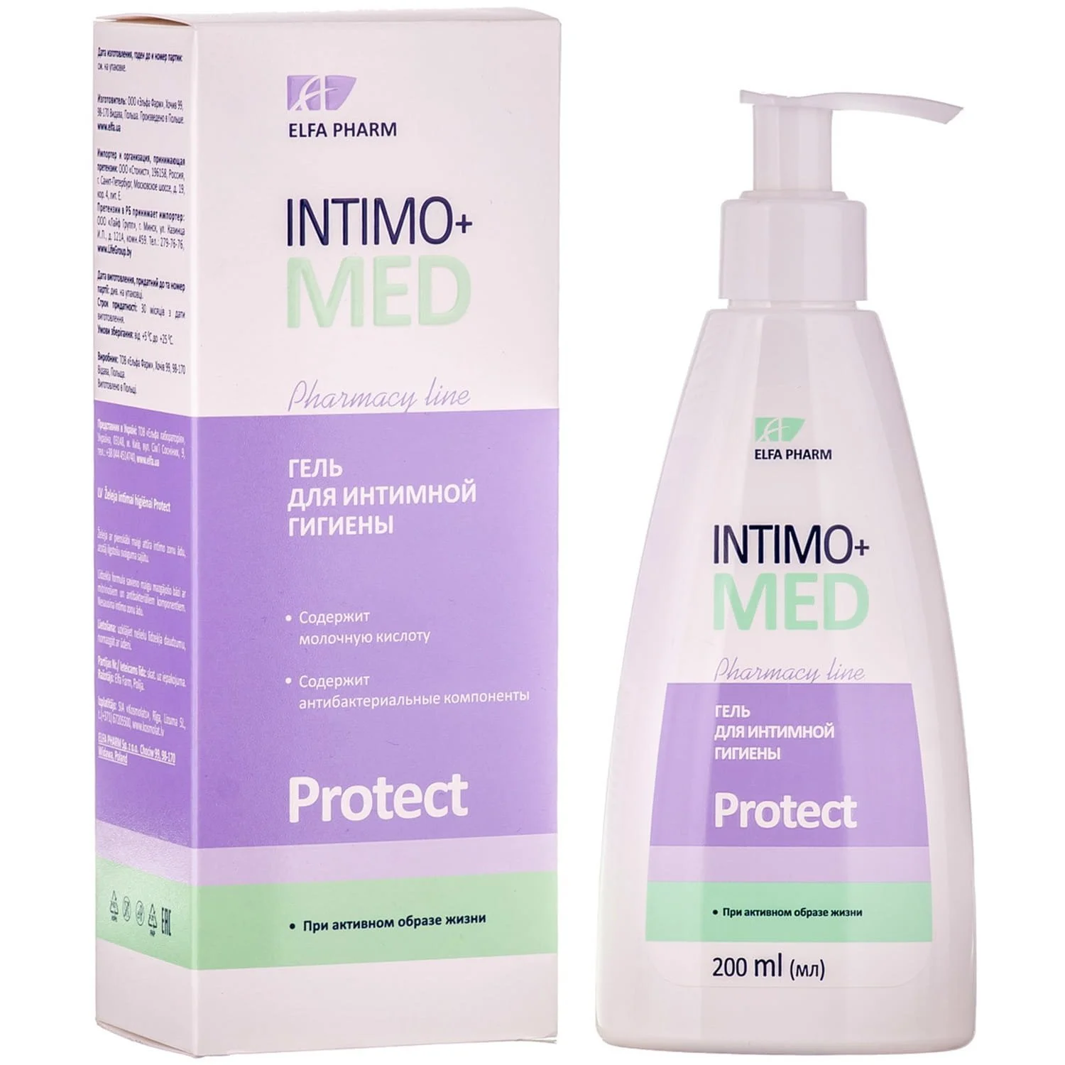 Гель для інтимної гігієни Ельфа Фарм Інтімо +мед Протект (Elfa Pharm Intimo+med Protect), 200 мл