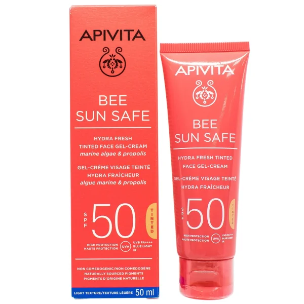 Гель-крем сонцезахисний для обличчя Апівіта Бі Сан Сейф (Apivita Bee Sun Safe) з відтінком SPF50, 50 мл