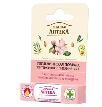 Гігієнічна помада Зелена Аптека Інтенсивне живлення 3 в 1, 3,6 г