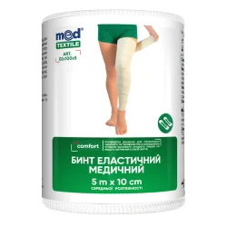 Еластичний бинт Медтекстиль (Medtextile) медичний середньої розтяжності розмір 5 м х 10 см, 1 шт.