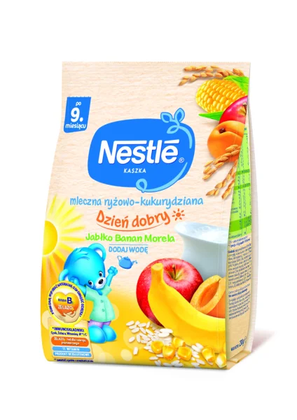 Молочна каша Нестле (Nestle) рисово-кукурузная з яблуком, бананом та абрикосом, 230 г