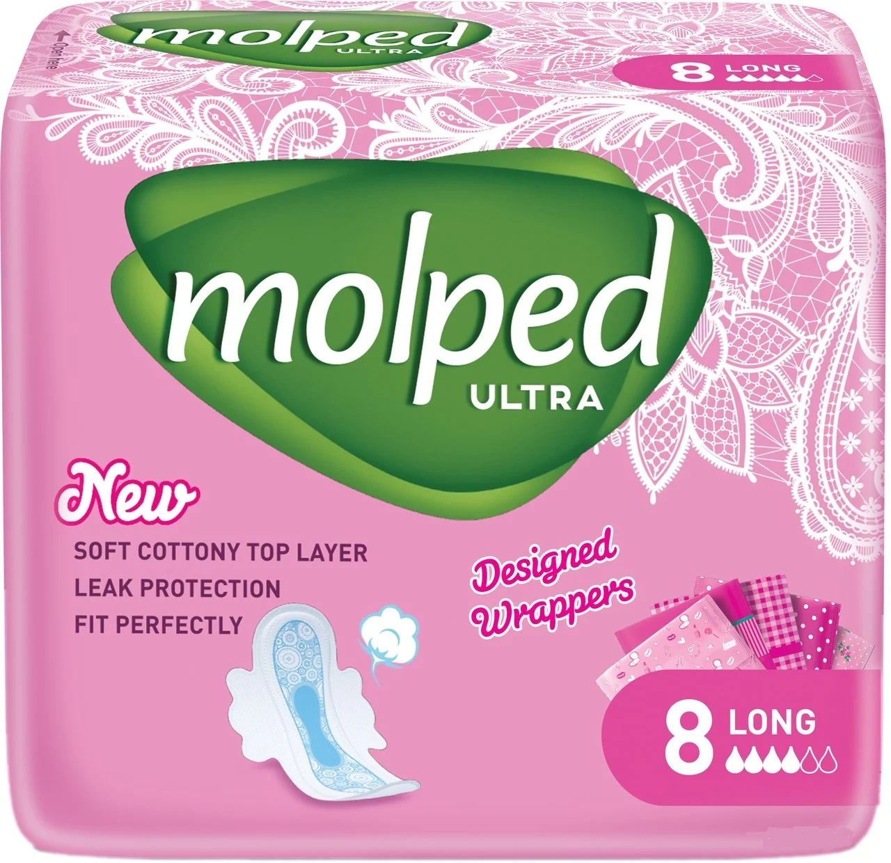 Гігієнічні прокладки Молпед ультра Лонг (Molped Ultra Long), 8 шт.