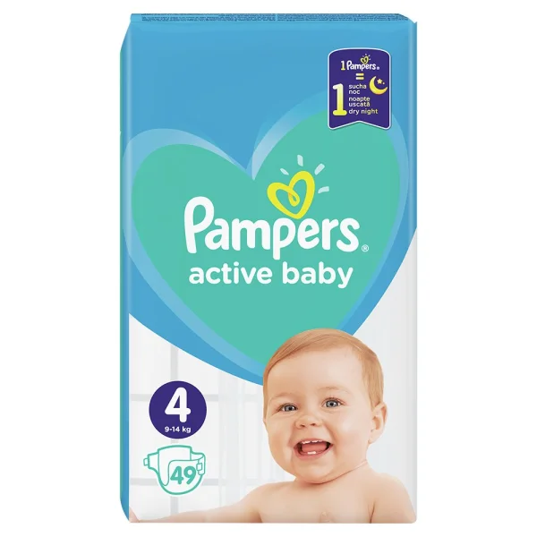Підгузники Памперс Актив Бебі 4 (Pampers Active Baby) (9-14 кг), 49 шт.