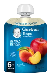 Пюре фруктовое Гербер (Gerber) зі смаком яблука та персика, 90 г