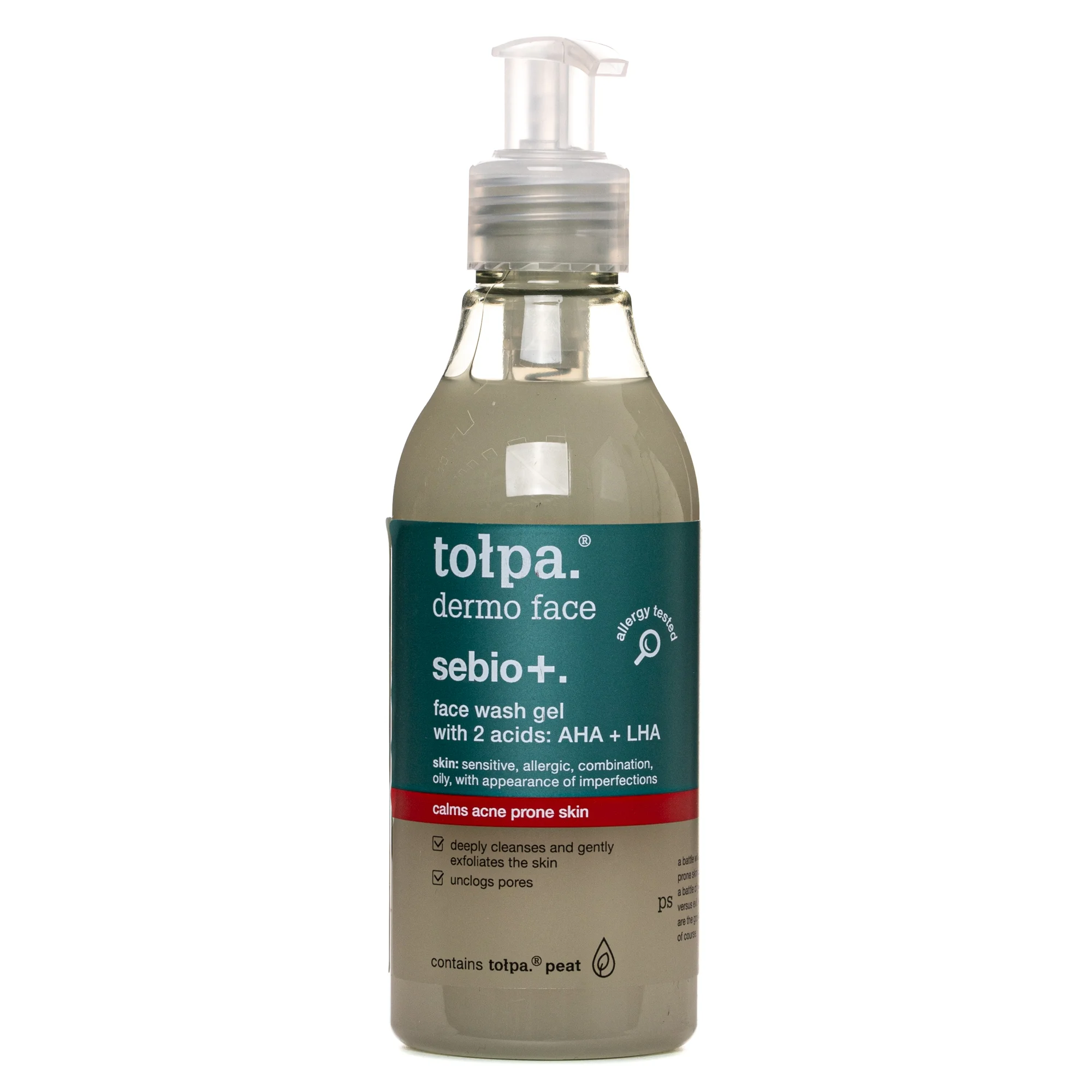Гель для вмивання Tolpa (Толпа) Dermo Face Sebio+ з 2 кислотами AHA + LHA, 195 мл