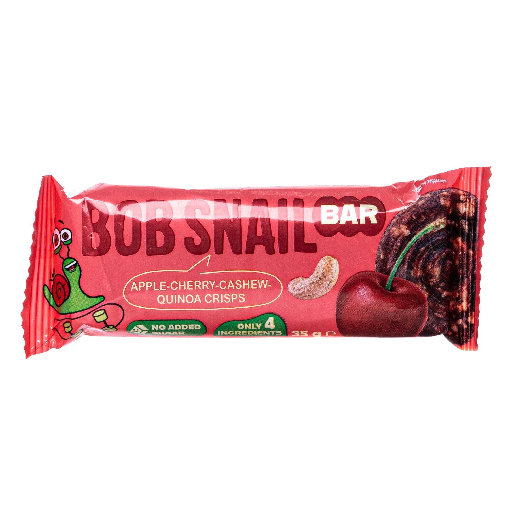 Батончик фруктово-ягідно-горіховий Bob Snail (Равлик Боб) яблуко-вишня-кеш’ю-кріспи кіноа, 35 г