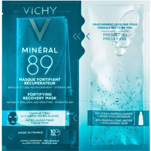 Маска для лица Vichy (Виши) Mineral 89 (Минерал 89) тканевая, укрепляющая для увлажнения и восстановления кожи, 29 мл