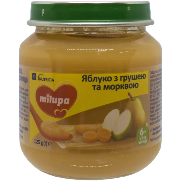 Фруктовое пюре Милупа (Milupa) яблоко с грушей и морковью, 125 г