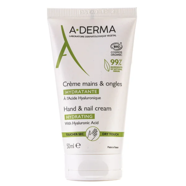 Крем для рук та нігтів А-дерма (A-Derma) з гіалуроновою кислотою, 50 мл