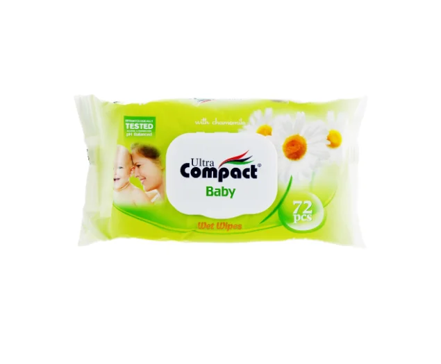 Серветки вологі Ultra Compact (Ультра Компакт) Baby Ромашка з клапаном, 72 шт.