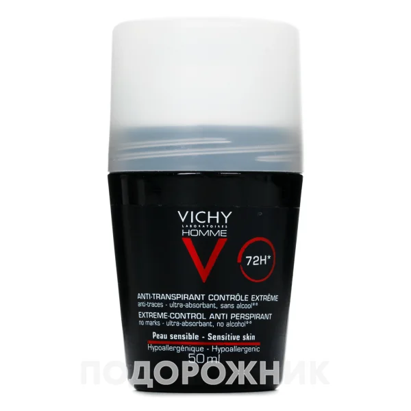 Дезодорант-антиперспирант шариковый Vichy (Виши) Homme для мужчин на 72 часа, 50 мл