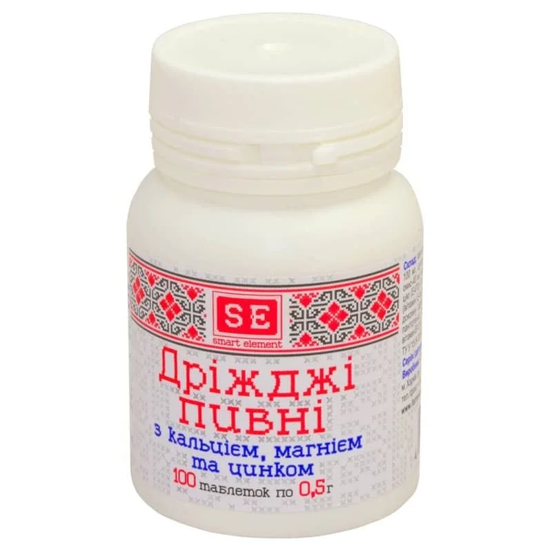 Дріжджі пивні з Mg і Ca, Zn таблетки по 0,5 г, 100 шт.