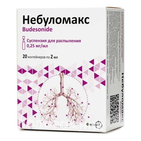 Небуломакс суспензія для інгаляцій по 0,25 мг/мл у контейнерах по 2 мл, 20 шт.