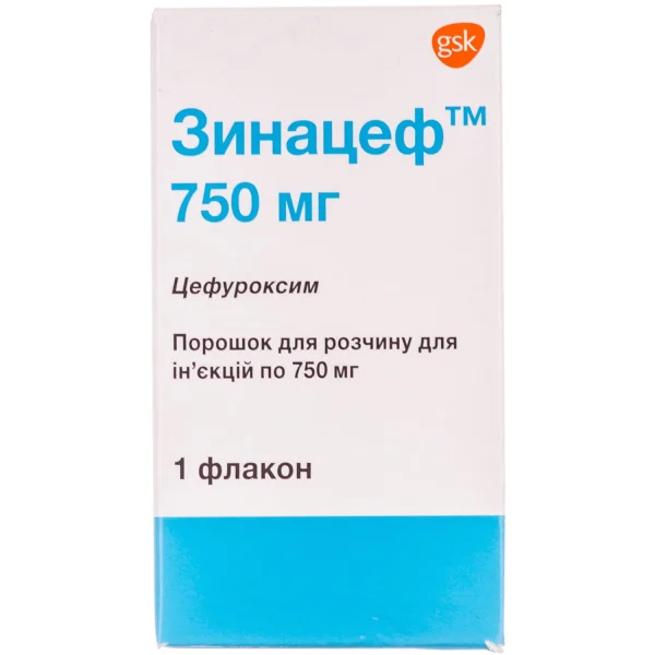 Зинацеф порошок для инъекций по 750 мг, 1 шт.