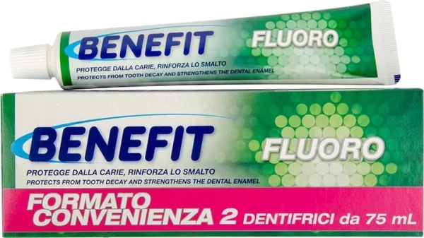Зубна паста Benefit Fluoro (Бенефіт Флуоро) з фтором 75 мл, 2 шт.