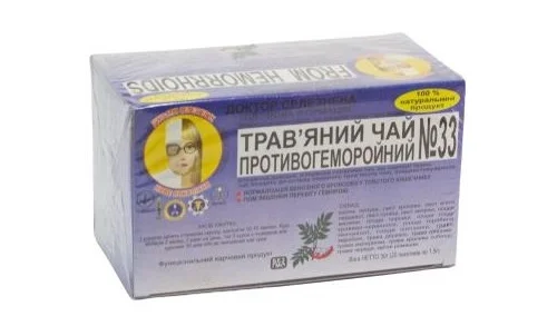 Чай Лікаря Селезньова №33 протигеморойний у фільтр-пакетах по 1,5 г, 20 шт.