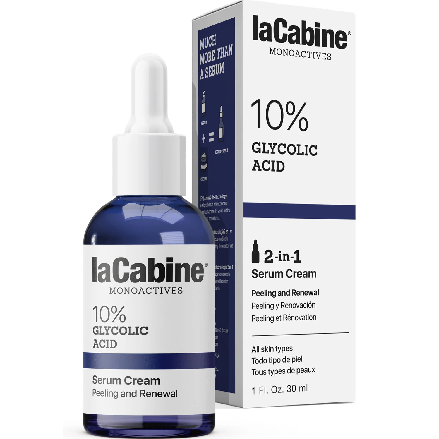 Крем-сироватка La Cabine (Ла Кабіне) 10% Glycolic Acid 2в1 з відлущувальним ефектом для оновлення шкіри, 30 мл