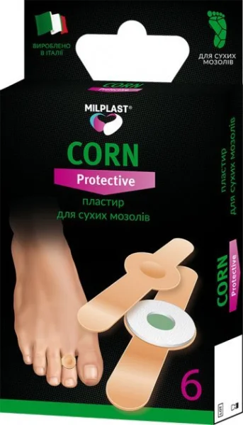 Пластырь Milplast Corn Protective (Милпласт Корн Протектов) для сухих мозолей, 6 шт.