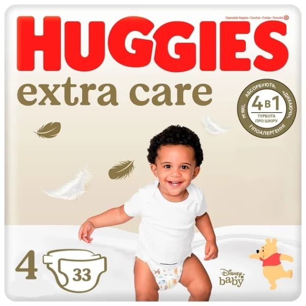 Підгузники Хагіс Еліт Софт 4 (Huggies Elite Soft) (8-14кг), 33 шт.