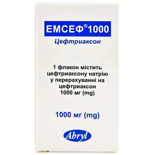 Емсеф порошок для розчину для ін'єкцій у флаконі по 1000 мг, 1 шт.