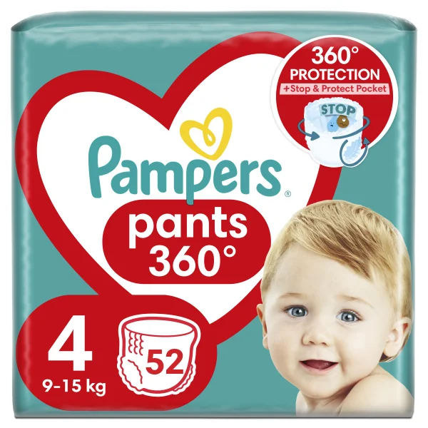 Підгузники-трусики Памперс Пантс 4 (Pampers Pants) (9-15 кг), 52 шт.