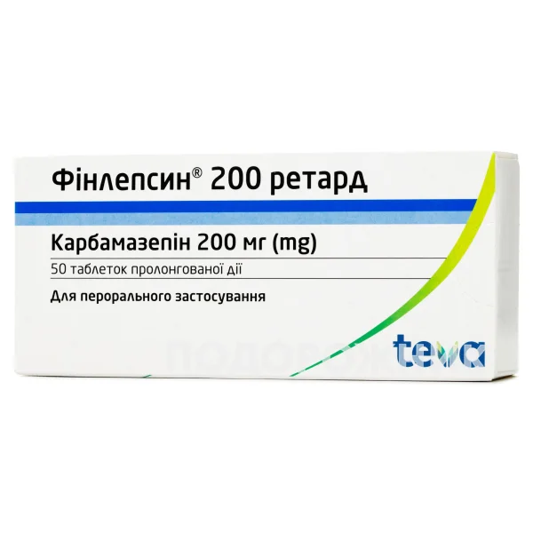 Фінлепсин 200 ретард у таблетках по 200 мг, 50 шт.