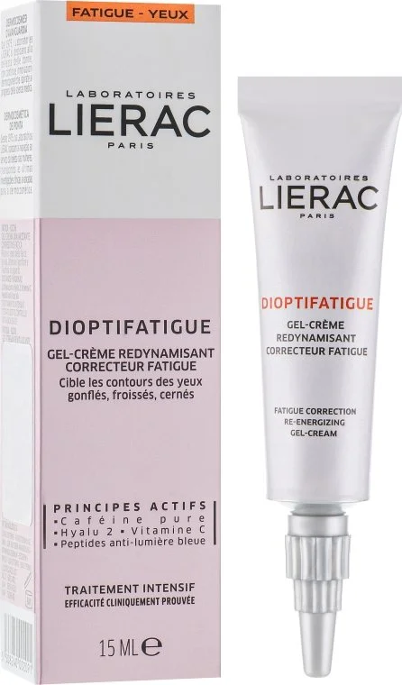 Гель-крем для контуру очей Lierac Dioptifatigue (Лієрак Діоптифатіг) для корекції ознак втоми, 15 мл 
