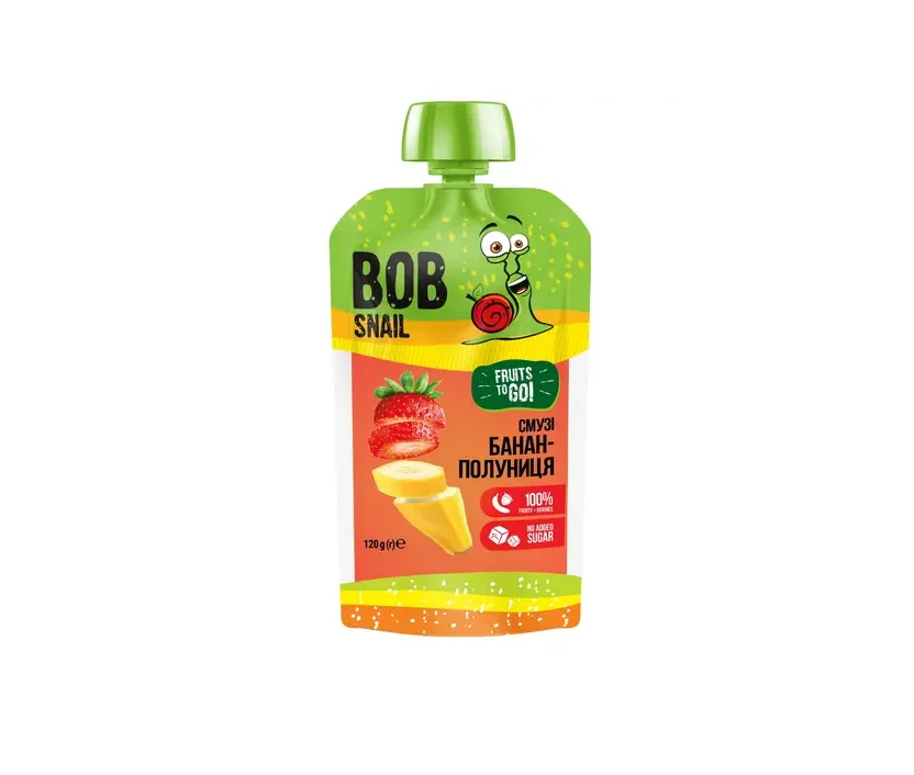 Пюре фруктове Bob Snail (Равлик Боб) смузі банан-полуниця, 120 г