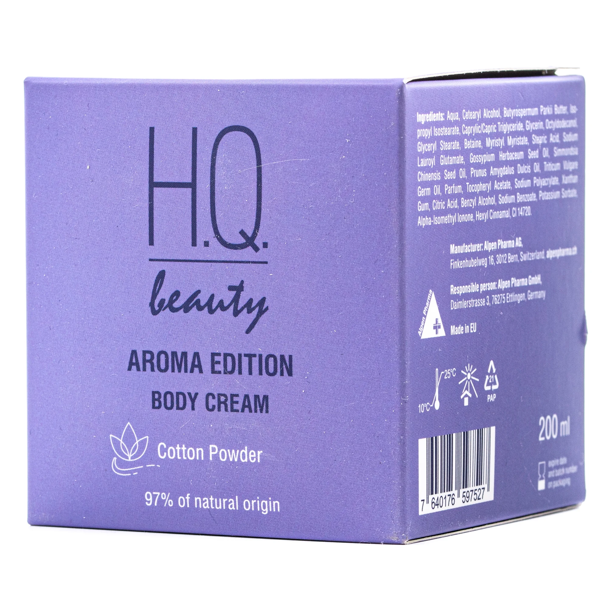 Крем для тіла H.Q.Beauty (Аш Кью Бьюті) Aroma Edition бавовна та пудра, 200 мл