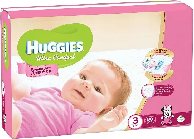 Підгузники для дівчаток Huggies (Хагіс) Ultra Comfort Mega, 80 шт.