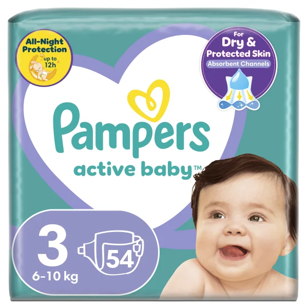 Підгузки Pampers Active Baby Midi (Памперс Актив Бебі Міді) 3 для дітей від 6 до 10 кг, 54 шт.