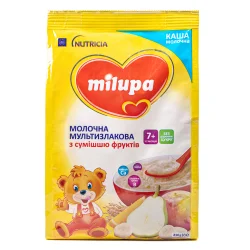 Каша молочна Мілупа (Milupa) мультизлакова з фруктами для дітей від 7 місяців, 210 г