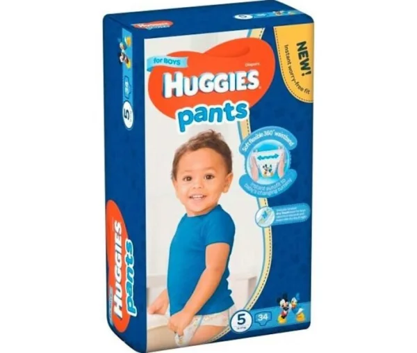 Подгузники-трусики Хаггис Пантс 5 для мальчиков (Huggies Pant) (12-17кг), 34 шт.