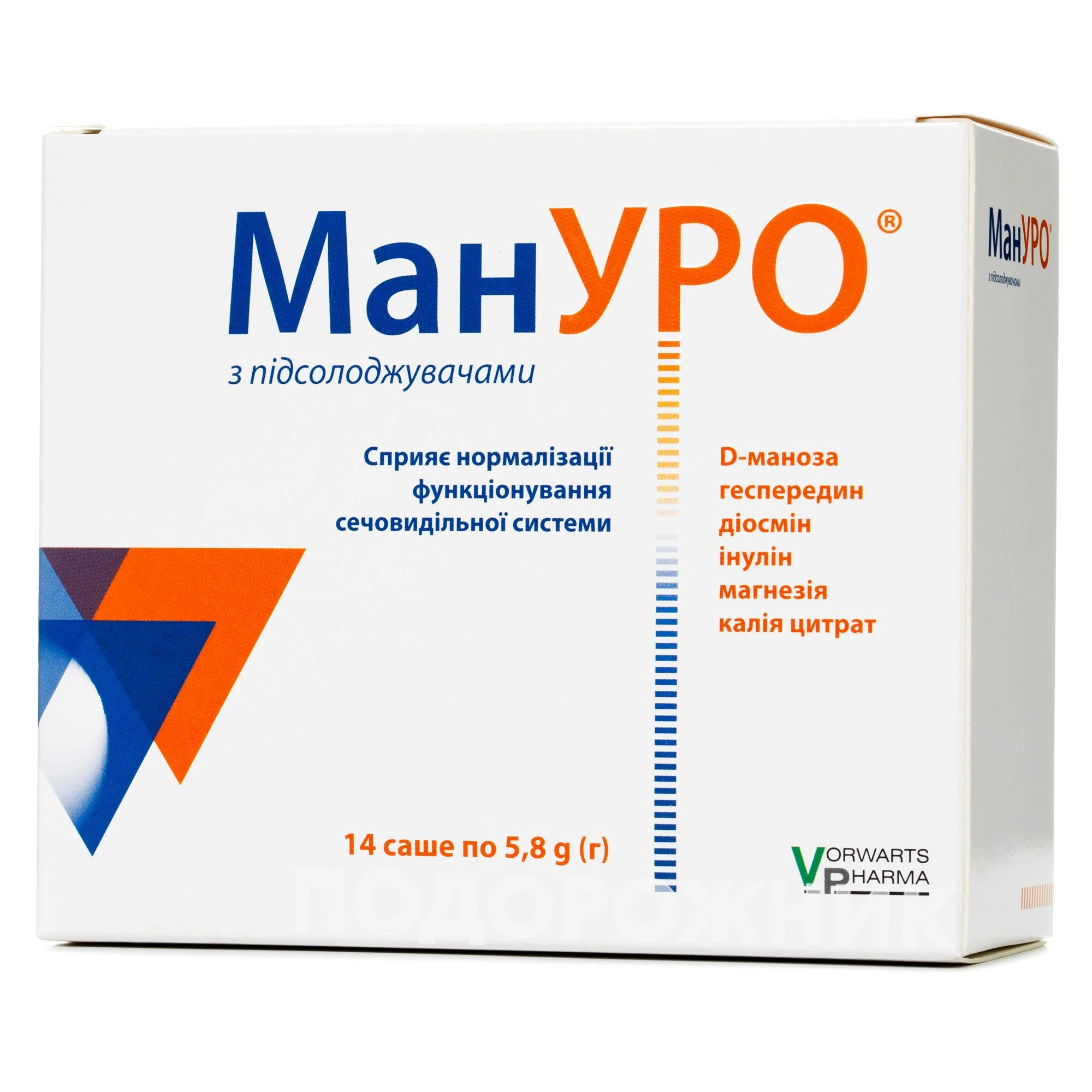 Мануро порошок для нормалізації функціонування сечовидільної системи в саше по 5,8 г, 14 шт.