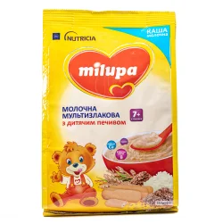 Каша молочна Milupa (Мілупа) мультизлакова з дитячим печивом для дітей від 7-ми місяців, 210 г